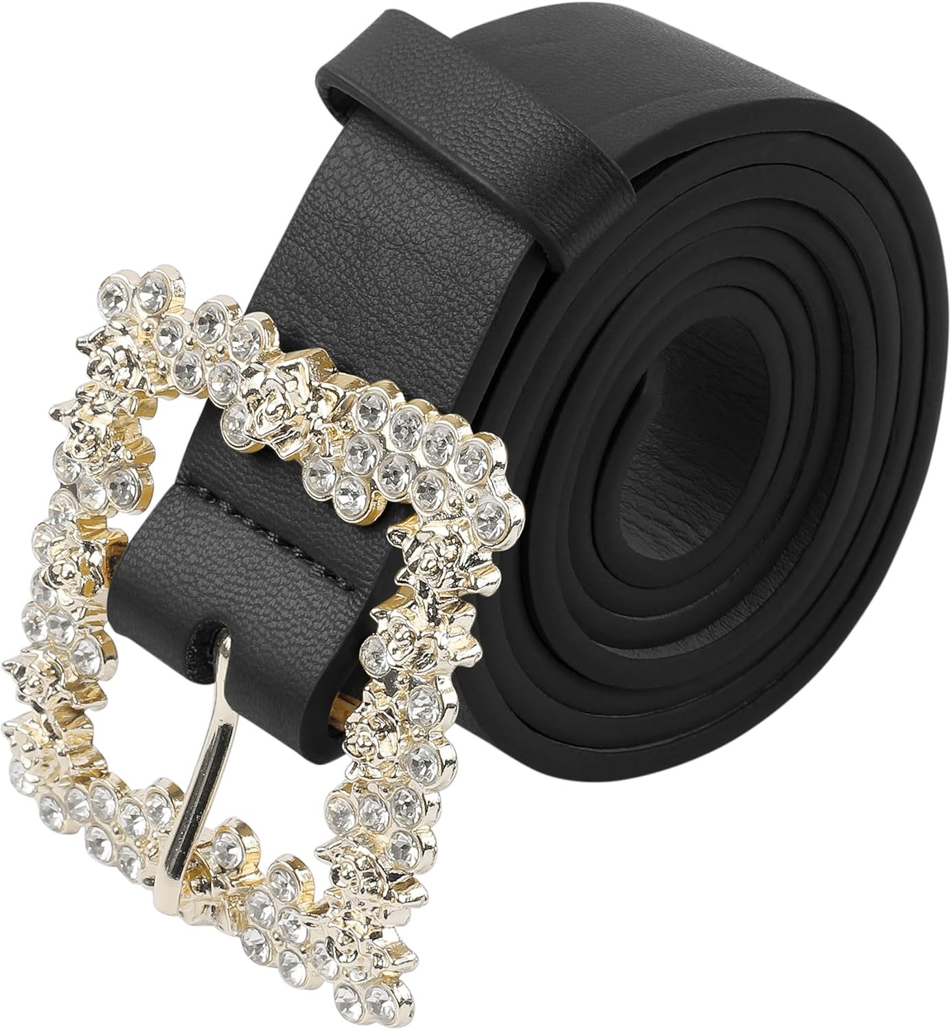 Girls’s Rhinestone Buckle Belts, Ornamental Elegant Fake Leather-based Waistband Belt for Denims Pants Clothes Girls’s Rhinestone Buckle Belts, Ornamental Elegant Fake Leather-based Waistband Belt for Denims Pants Clothes