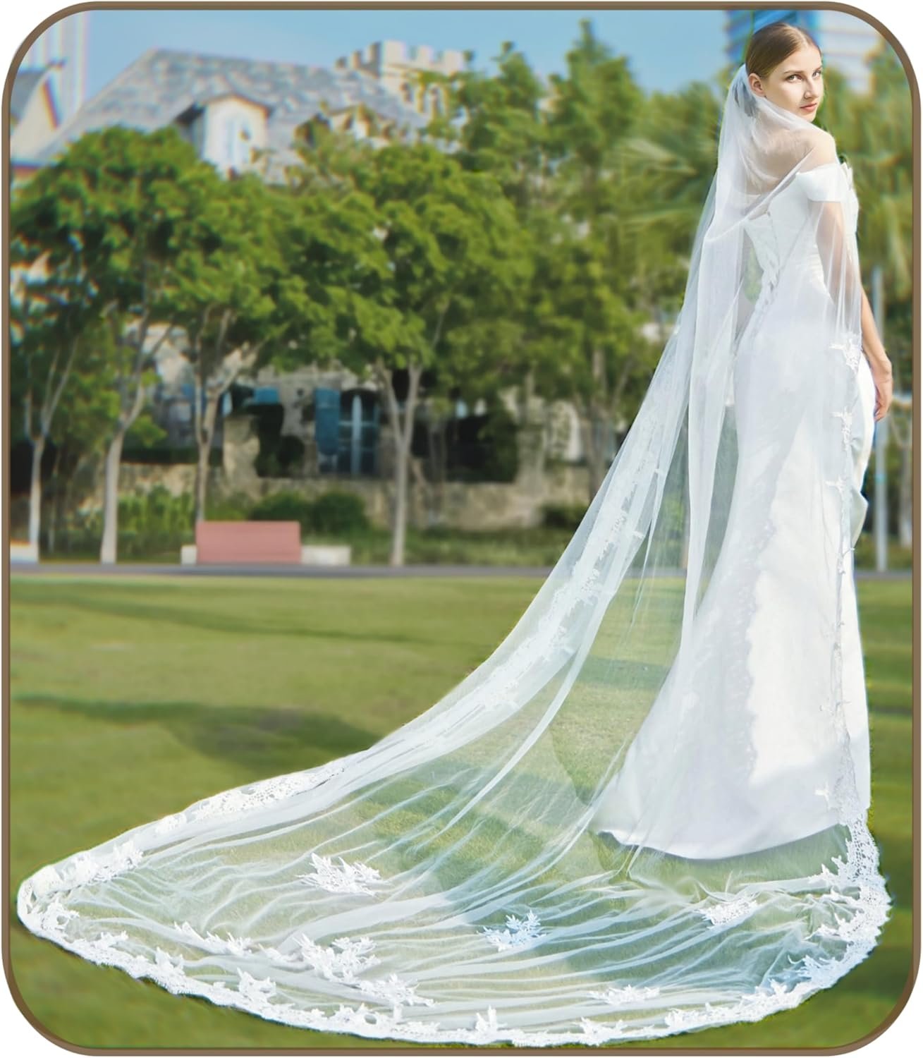 1 Tier Floral Lace Marriage ceremony Veils for Girls Marriage ceremony Attractive Lengthy Cathedral Marriage ceremony Veil for Brides, 118 Inches