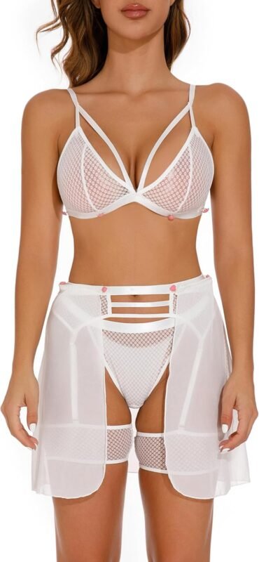 Lingerie Set - 4-Piece Womens Lingerie f...