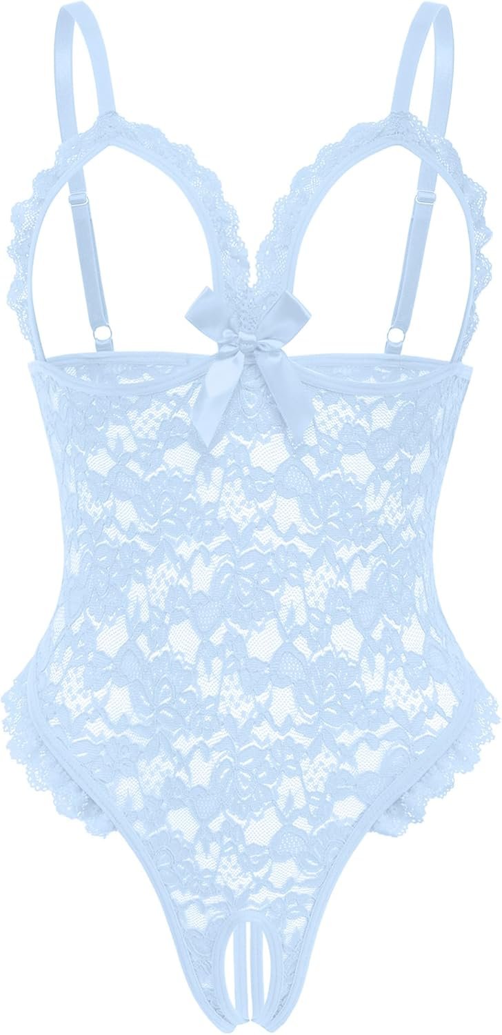 Avidlove One Piece Lingerie Horny Teddy Ruffle V Neck Bodysuit Lace Nightie