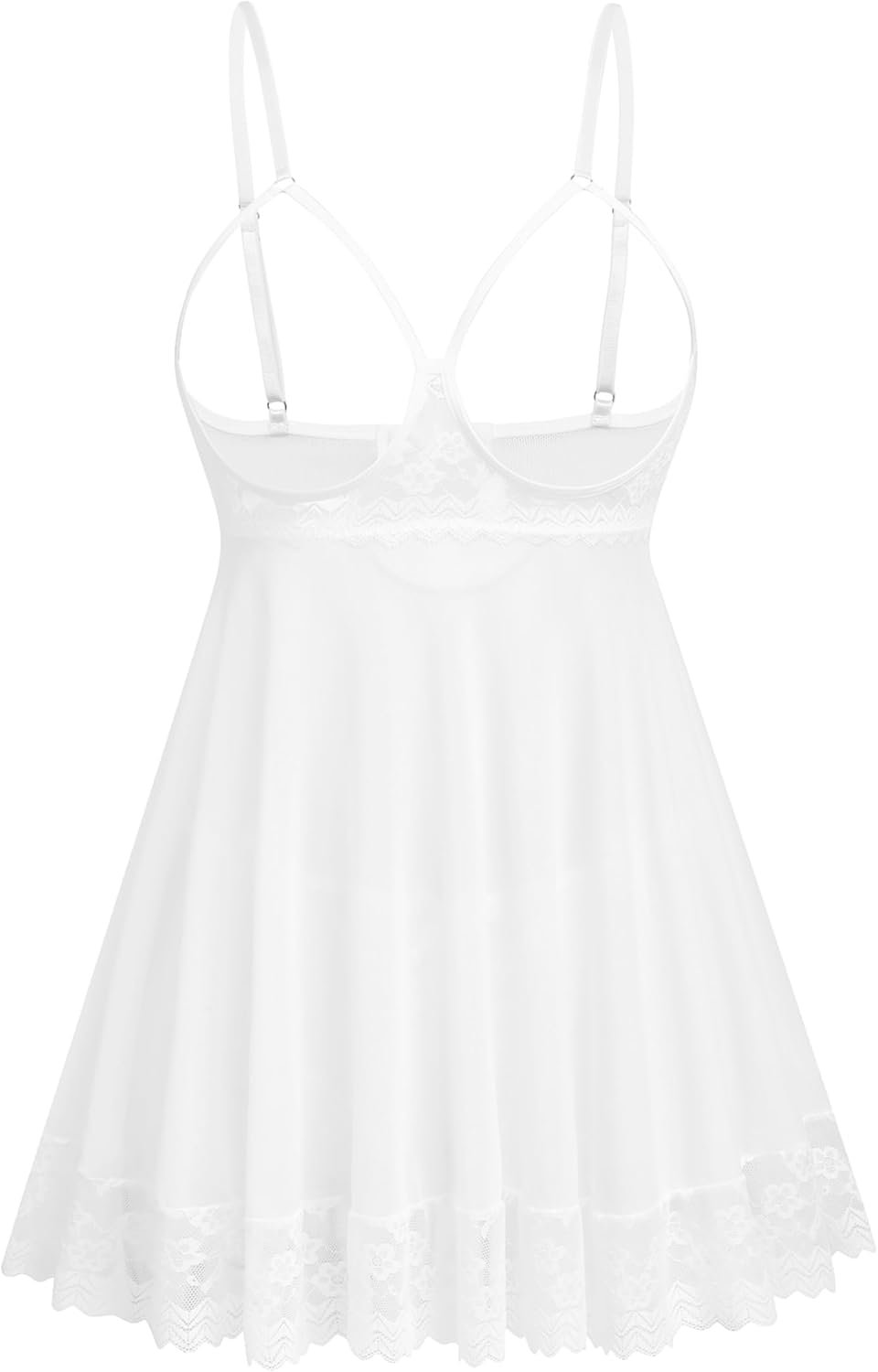 Avidlove Attractive Lace Babydoll Gown Lingerie for Girls Sheer Mesh Chemise Sleepwear Unique Boudoir Outfits