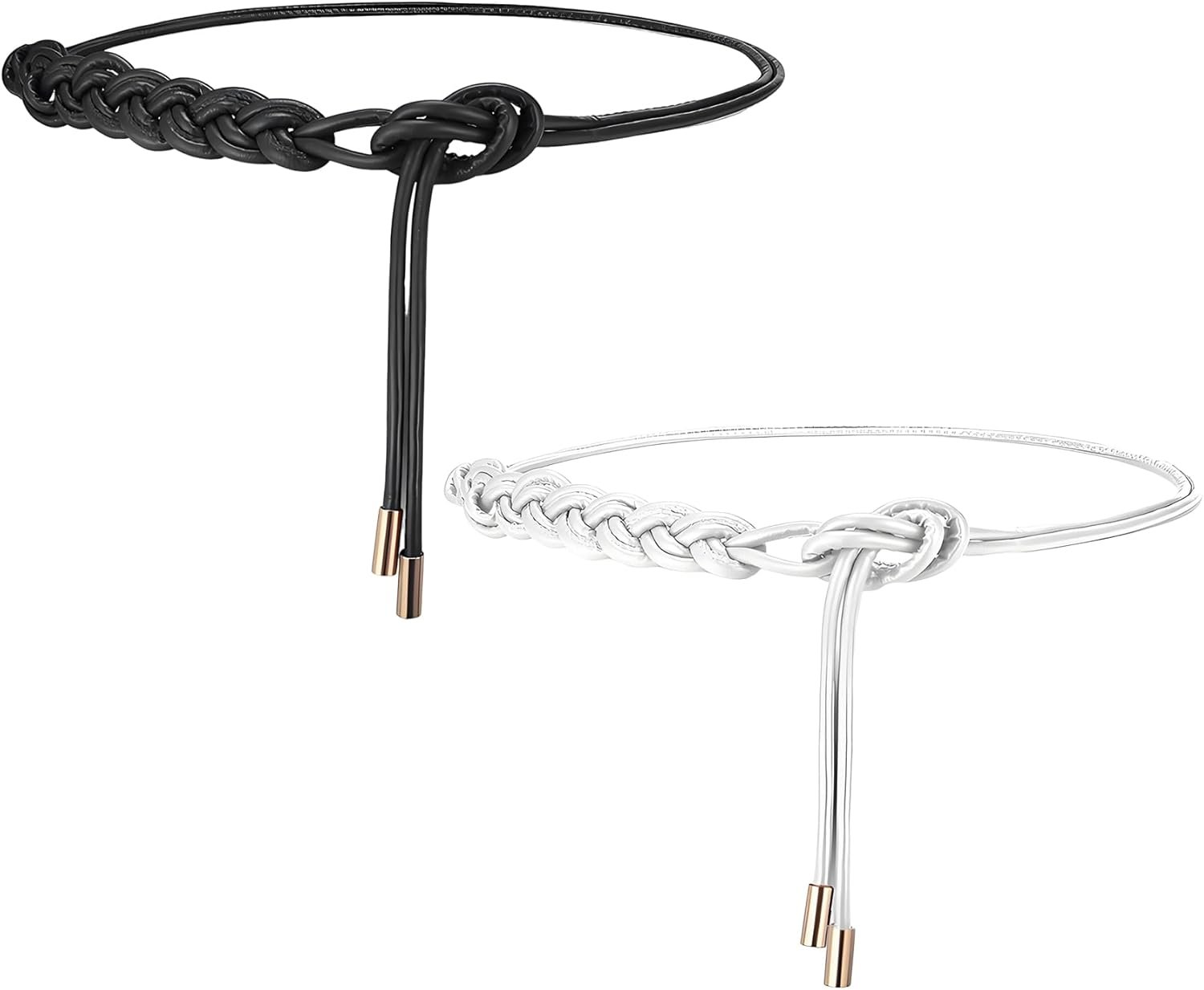Ayliss Womens Rope Waist Belt Tie Skinny Woven PU Leather-based Skinny Braided Belt Ladies Knot Boho Wrap For Clothes Vocations