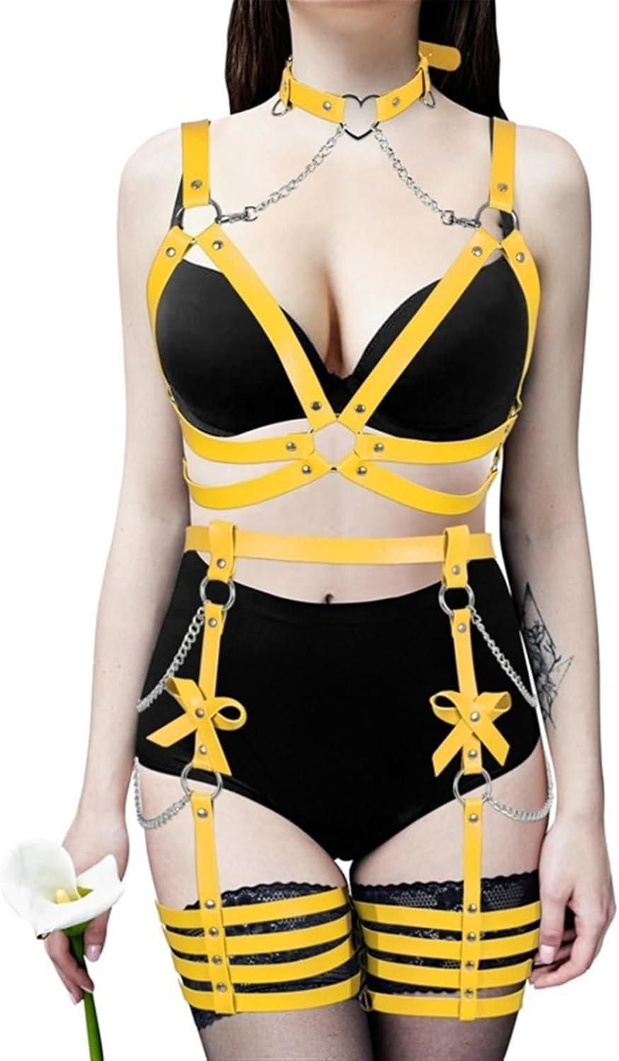 Punk Leather-based Belts Girls Physique Chain Waist Belt Goth Bondage Lingerie BDSM Lingerie Harness Lingerie Garter