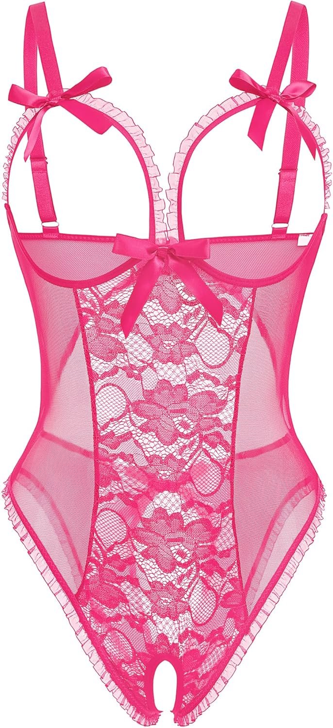 Avidlove Attractive Lingerie for Girls One Piece Lace Babydoll Sleepwear Bodysuit
