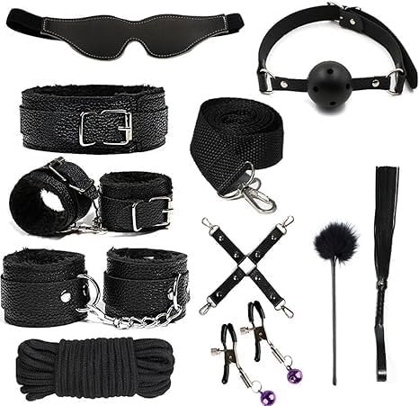 BDSM equipment Black Premium PU Leather-based 10 Piece Ties for Ankles and Wrists Set for Couple Luxurious Bed room Sport Trend Single
