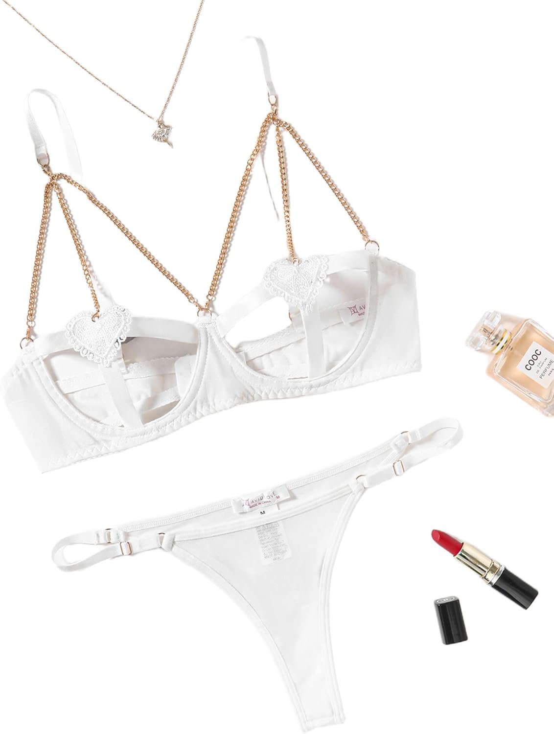 Avidlove Lingerie for Ladies 2pcs Bra and Panty Units Coronary heart Cutout Horny Lingerie Set