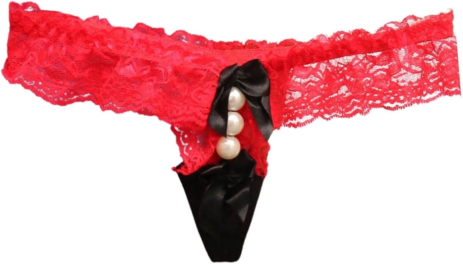 Spicy And Playful Lace Thong Seductive And Horny Underwear Bow Tie Girls’s Pearl Clear Colour Panties for