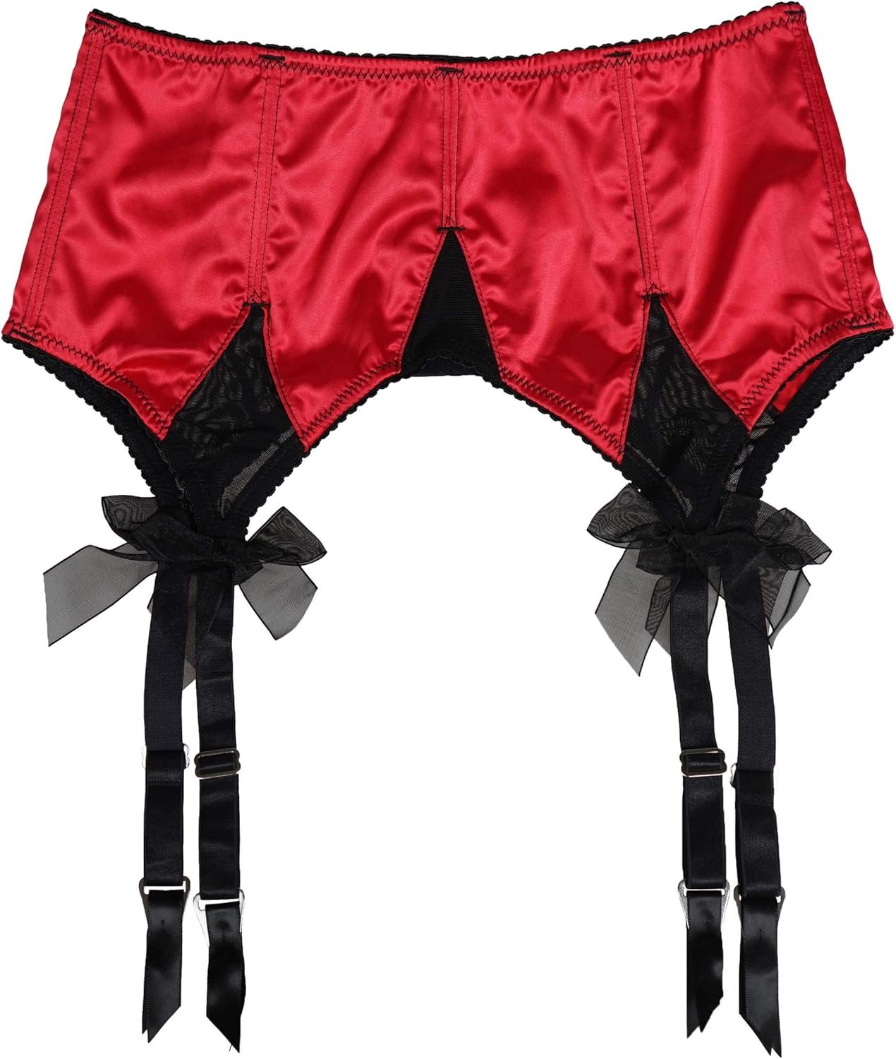 TVRtyle Girls’s Pink Satin Attractive Vast Straps Massive Bow Metallic Clips Garter Belts for Stockings S511R