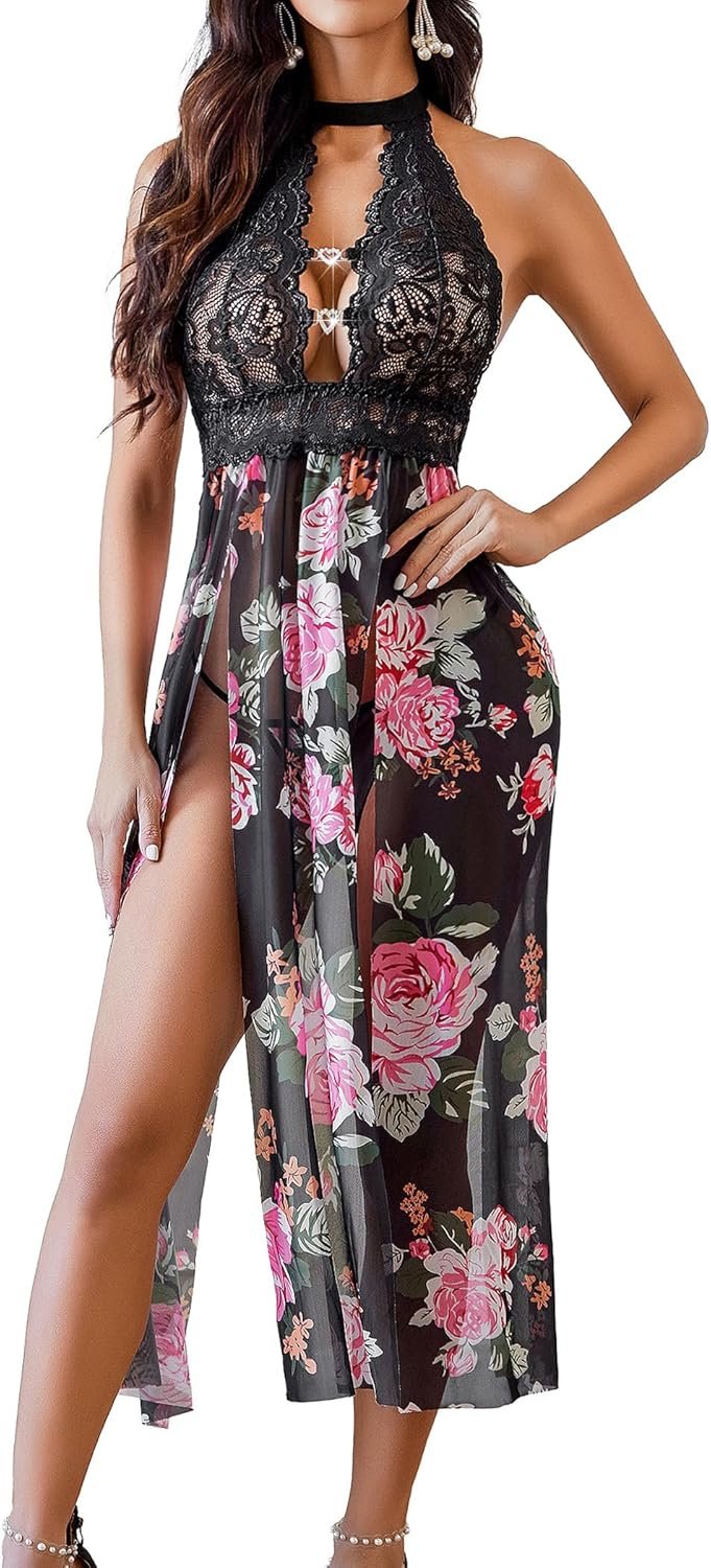 Avidlove Ladies Lingerie Lace Babydoll Nightdress Attractive Chemise Nightgown V Neck Nightdress Sleepwear