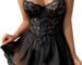 Babydoll Lingerie for Women Lace Up Mesh...