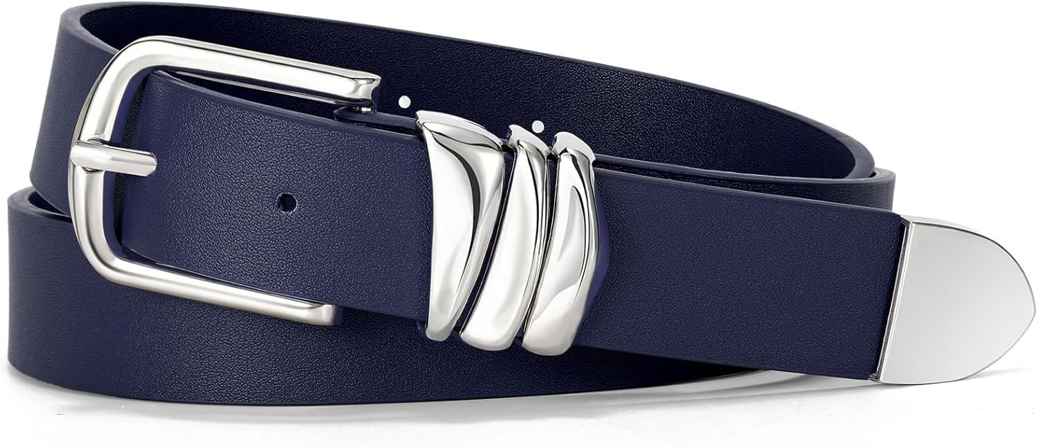VONMELLI Ladies’s Belt for Denims Gown Leather-based Belt for Ladies Vogue Waist Girls Belt with Sliver Buckle