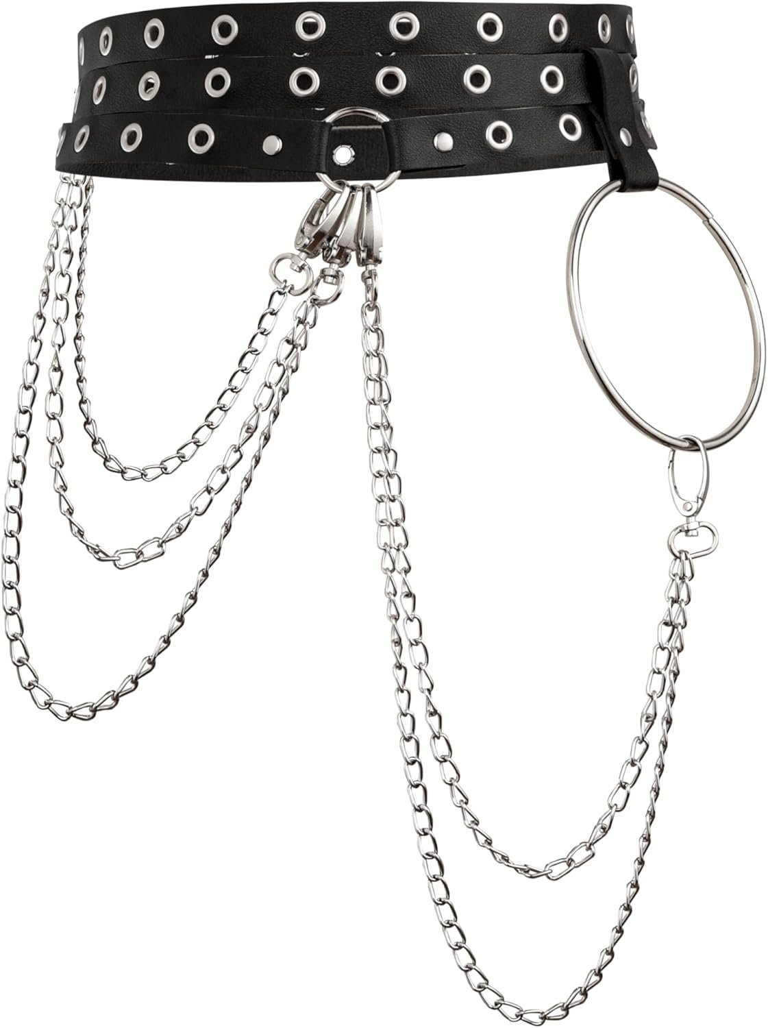 Sacina Black PU leather-based Waist Harness Belt, Emo Punk Grunge Goth Belt, Gothic Punk Equipment